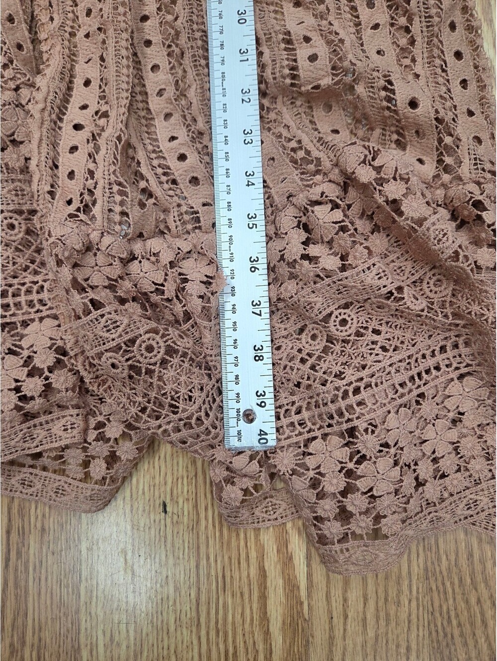 Cato Women 18/20 Blush Pink Crochet Lace Duster Vest Boho Festival Long Cardigan - Picture 5 of 9